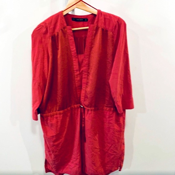 ⭐️2/$30 Like NEW Zara Dress beautiful with Belt 3/4 Sleeve - Picture 2 of 5